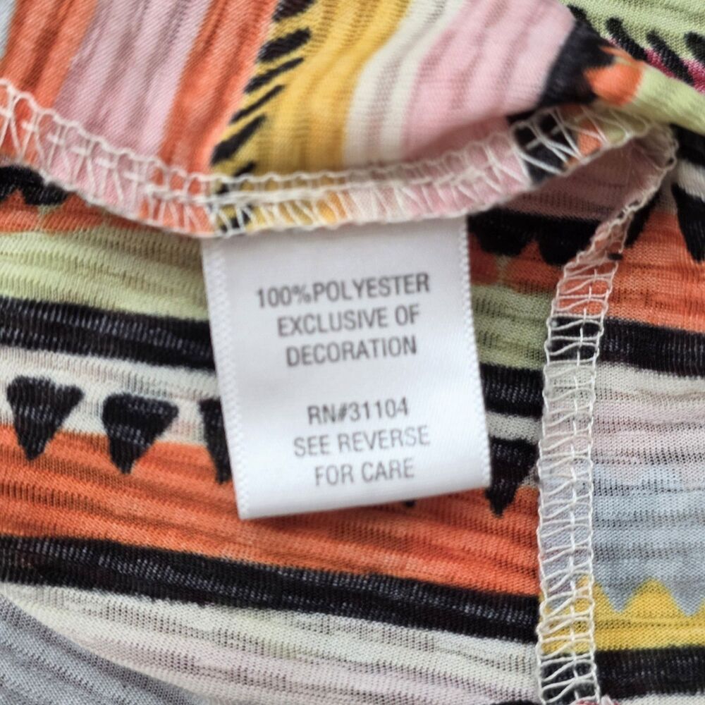 New Directions Boho Peasant Top L Bell Sleeve Festival Aztec Stripe Resort - Picture 7 of 9